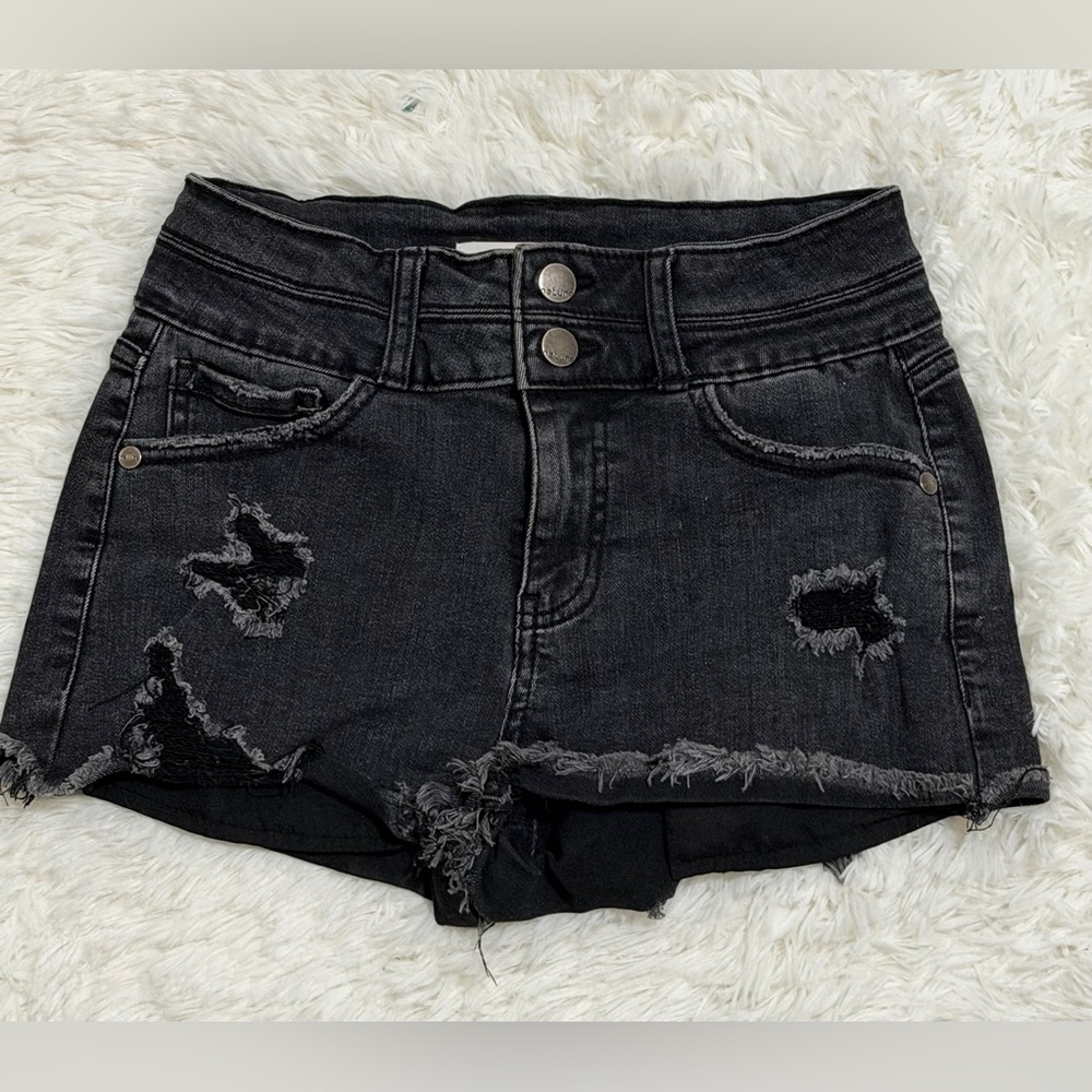 Nature Denim Black Distressed Jean Shorts Women’s Small Raw Hem